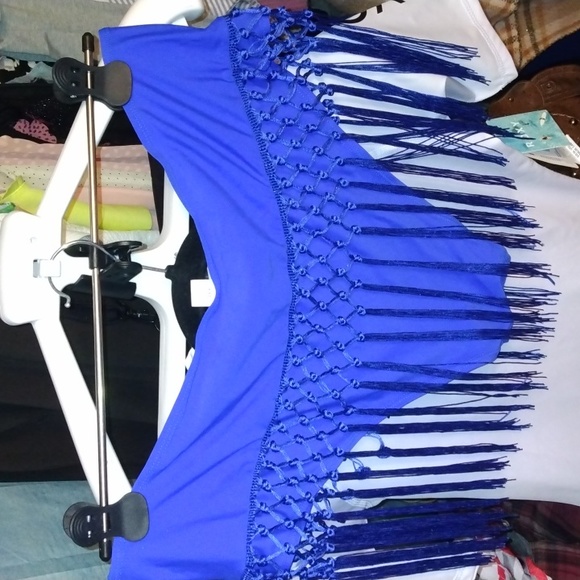 Royal blue women's bikini bottom with tassels around Sz XXL New - Picture 11 of 17